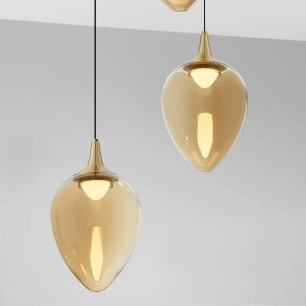 Nova Luce Zlaté skleněné závěsné LED světlo Nali 35 cm