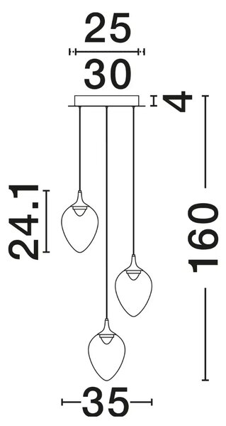 Nova Luce Zlaté skleněné závěsné LED světlo Nali 35 cm