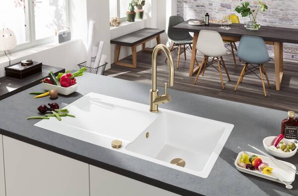 Villeroy & Boch Umbrella - Dřezová baterie stojánková, otočné rameno, matná zlatá 92530003
