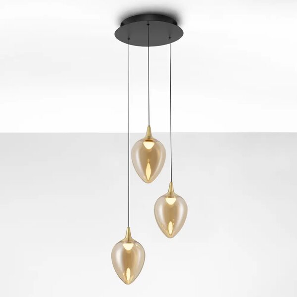 Nova Luce Zlaté skleněné závěsné LED světlo Nali 35 cm