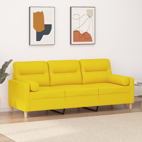 3místná pohovka s polštáři světle žlutá 180 cm textil 3200834