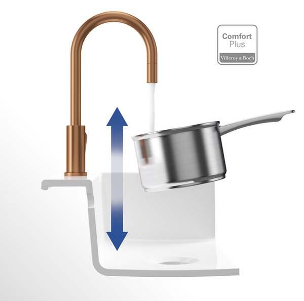 Villeroy & Boch Umbrella Flex - Dřezová baterie stojánková s výsuvnou sprchou, bronz 92540004