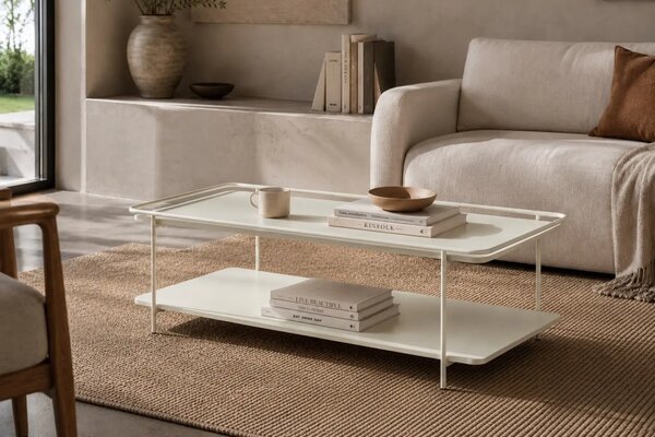 Unique Furniture Světle šedý kovový konferenční stolek Yuba 110 x 55 cm