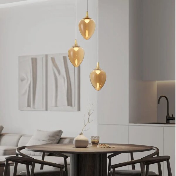 Nova Luce Zlaté skleněné závěsné LED světlo Nali 35 cm