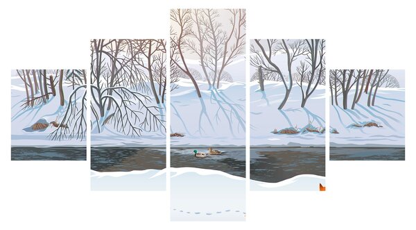 Obraz - Liška v zimní krajině (125x70 cm)