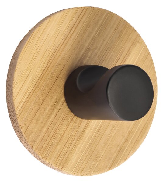 Spirella bambusové háčky na ručníky 2 ks ELSIE, matně černý, samolepící, průměr 50 x 31 mm