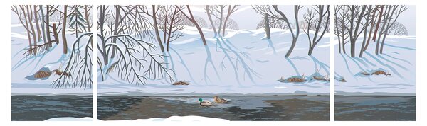 Obraz - Liška v zimní krajině (170x50 cm)