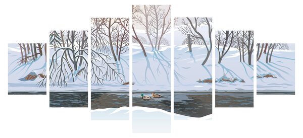 Obraz - Liška v zimní krajině (210x100 cm)