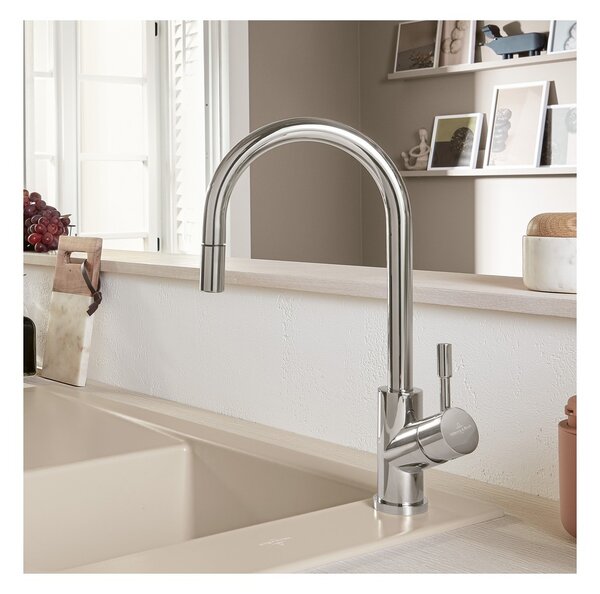 Villeroy & Boch Umbrella Flex - Dřezová baterie stojánková s výsuvnou sprchou, lesklá nerez 925400LE