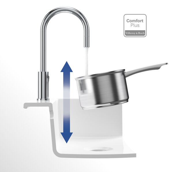 Villeroy & Boch Umbrella Flex - Dřezová baterie stojánková s výsuvnou sprchou, lesklá nerez 925400LE