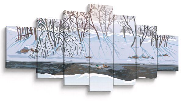 Obraz - Liška v zimní krajině (210x100 cm)