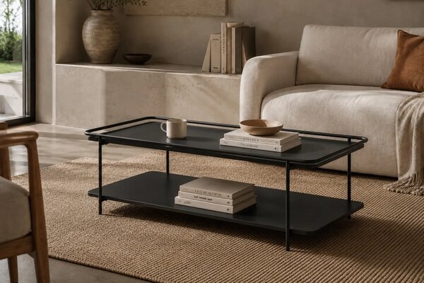Unique Furniture Černý kovový konferenční stolek Yuba 110 x 55 cm