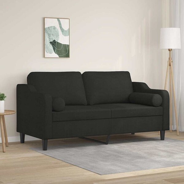 2místná pohovka s polštáři černá 140 cm textil 3200849