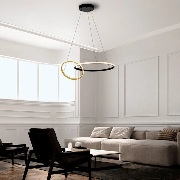 Nova Luce Černo-zlaté kovové závěsné LED světlo Imar 63 cm