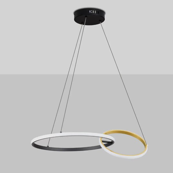 Nova Luce Černo-zlaté kovové závěsné LED světlo Imar 63 cm