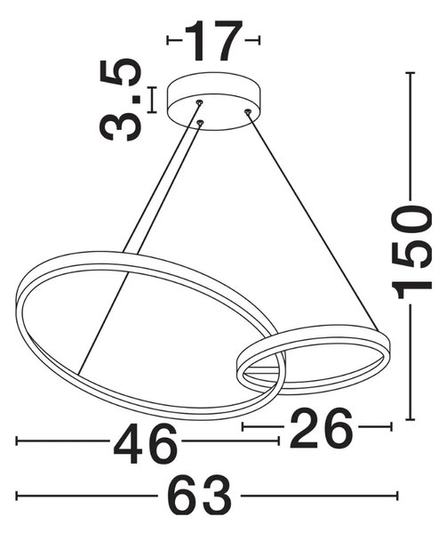 Nova Luce Černo-zlaté kovové závěsné LED světlo Imar 63 cm