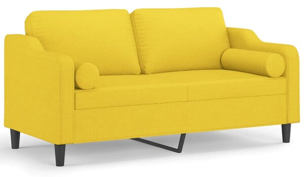 2místná pohovka s polštáři světle žlutá 140 cm textil 3200850
