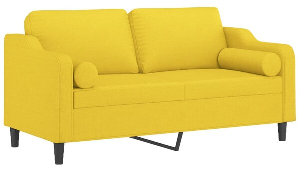 2místná pohovka s polštáři světle žlutá 140 cm textil 3200850