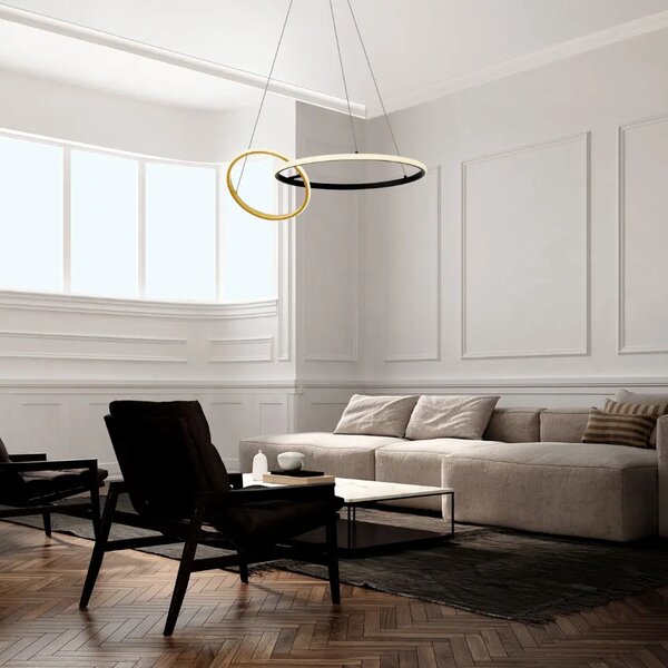 Nova Luce Černo-zlaté kovové závěsné LED světlo Imar 63 cm