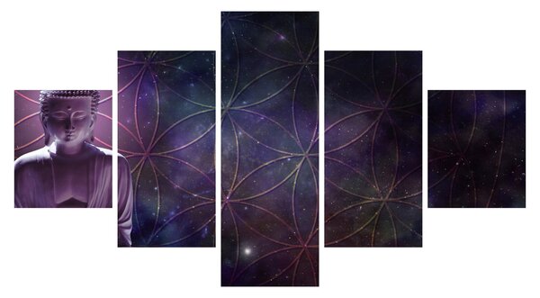 Obraz - Buddha s květy života (125x70 cm)