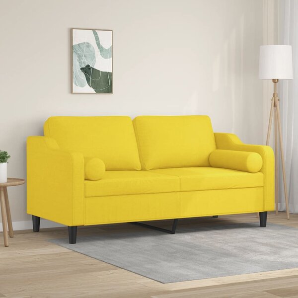 2místná pohovka s polštáři světle žlutá 140 cm textil 3200850