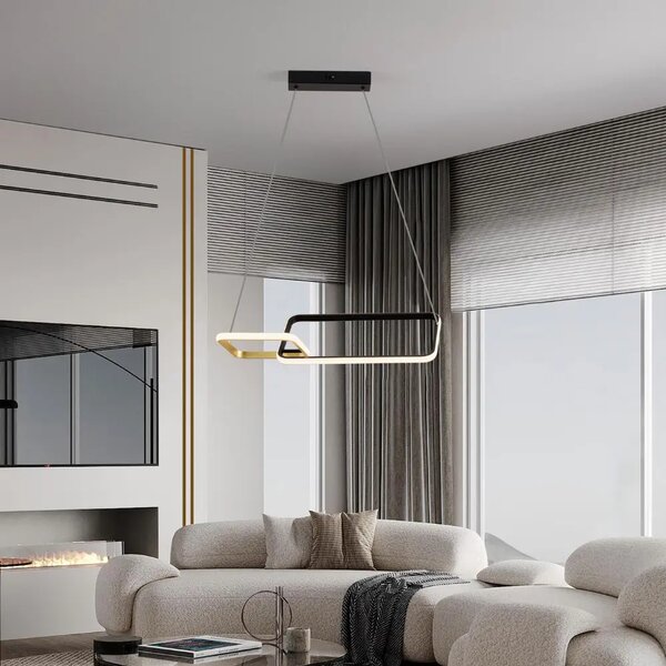 Nova Luce Černo-zlaté kovové závěsné LED světlo Imar 54 cm