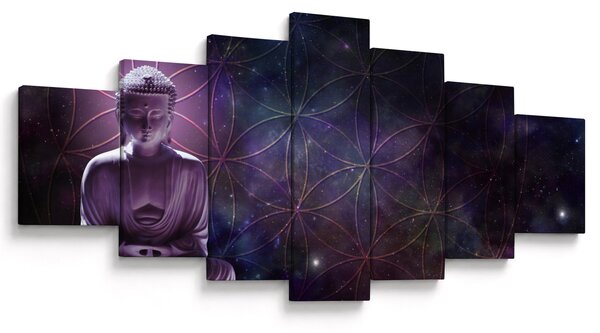 Obraz - Buddha s květy života (210x100 cm)