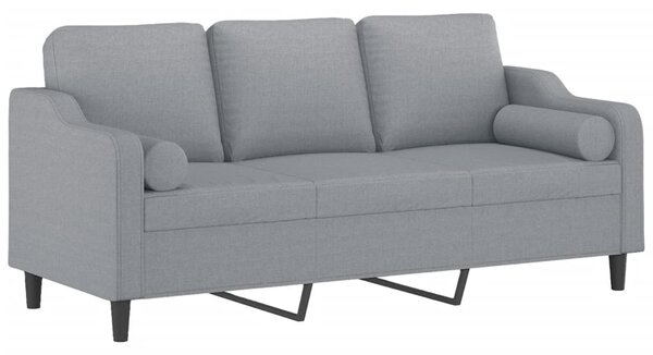 3místná pohovka s polštáři světle šedá 180 cm textil 3200853