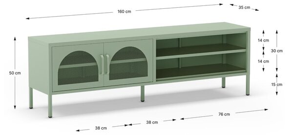 TV stolek v mentolové barvě 160x50 cm Diora – Marckeric