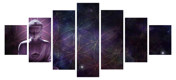Obraz - Buddha s květy života (210x100 cm)