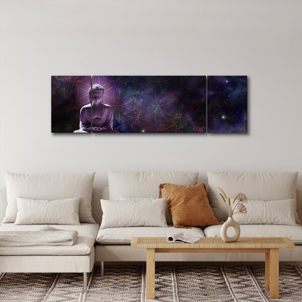 Obraz - Buddha s květy života (170x50 cm)