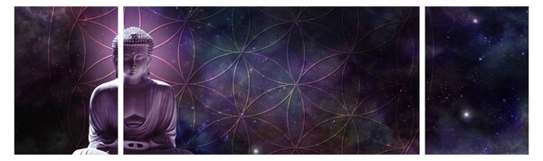 Obraz - Buddha s květy života (170x50 cm)