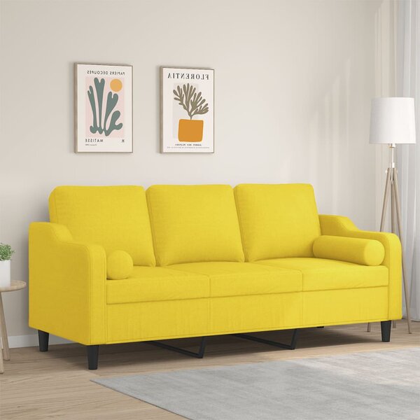 3místná pohovka s polštáři světle žlutá 180 cm textil 3200858