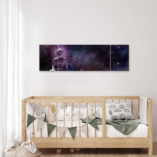 Obraz - Buddha s květy života (170x50 cm)