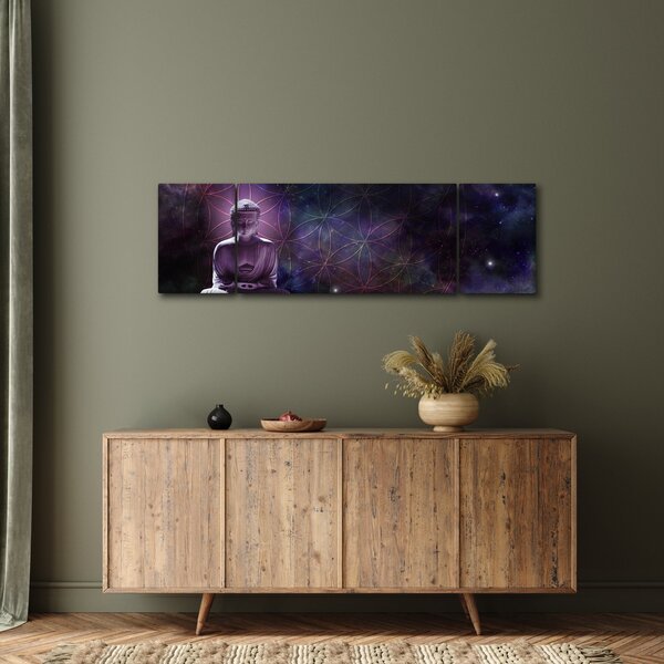 Obraz - Buddha s květy života (170x50 cm)