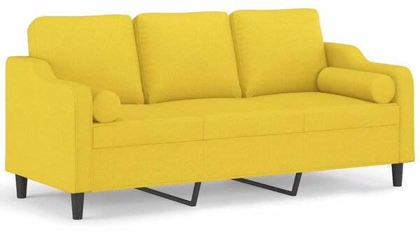 3místná pohovka s polštáři světle žlutá 180 cm textil 3200858