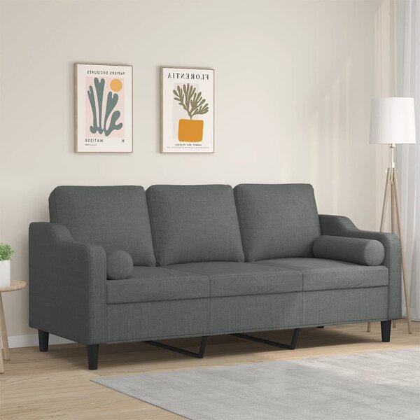 3místná pohovka s polštáři tmavě šedá 180 cm textil 3200854