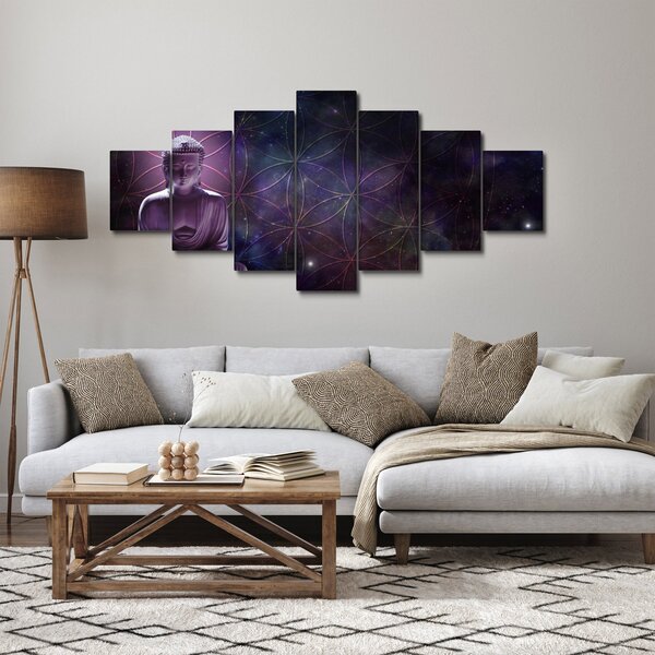 Obraz - Buddha s květy života (210x100 cm)