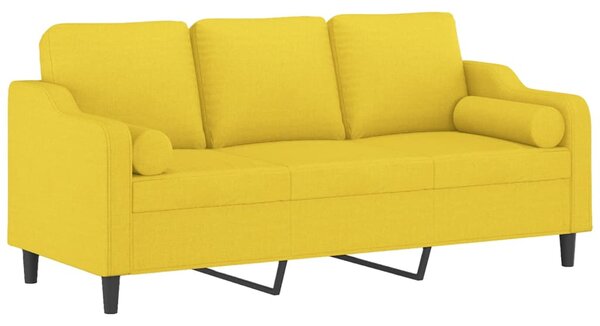 3místná pohovka s polštáři světle žlutá 180 cm textil 3200858