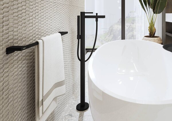 Hansgrohe Finoris Páková vanová baterie volně stojící na podlaze, matná černá 76445670
