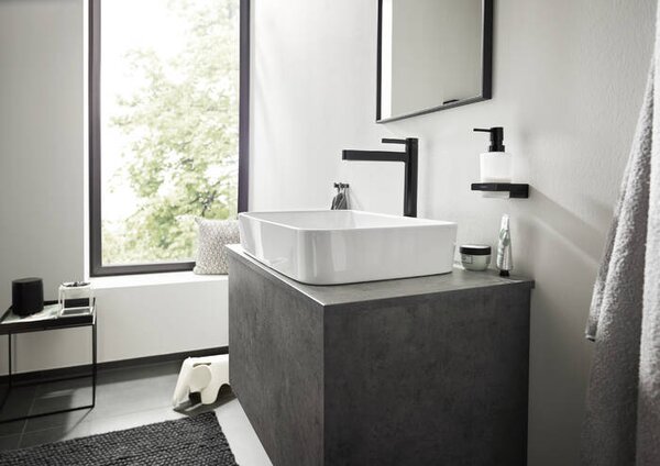 Hansgrohe Finoris Páková umyvadlová baterie 260 pro umyvadlové mísy s odtokovou soupravou Push-Open, matná černá 76070670