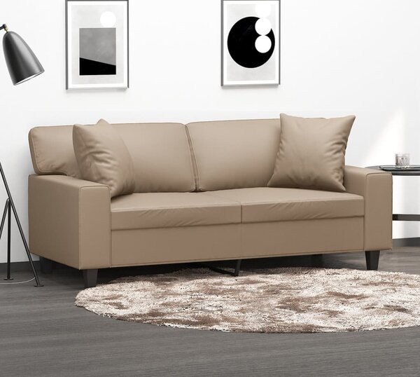 2místná pohovka s polštáři cappuccino 140 cm umělá kůže 3200870