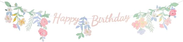 Girlanda Happy Birthday Floral Pink