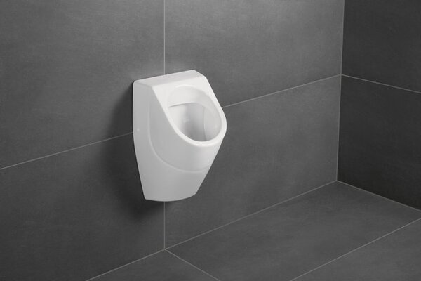 Villeroy & Boch + Schell - Pisoár s tlačným splachováním, bílá/chrom