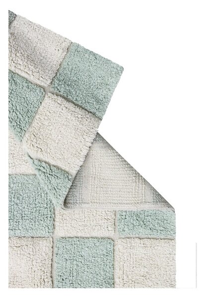 Světle modro-krémový pratelný ručně tkaný bavlněný koberec 120x160 cm Kitchen Tiles Blue Sage – Lorena Canals