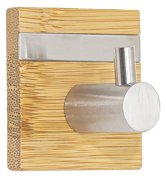 MSV samolepící háček na ručníky FLAVIO, bambus, nerez ocel, 45 x 31 mm