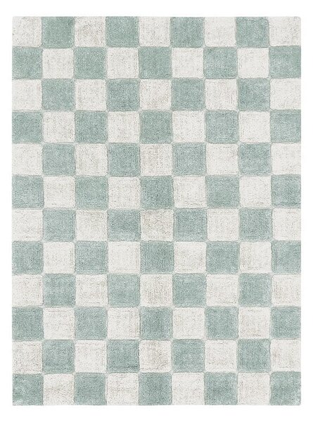Světle modro-krémový pratelný ručně tkaný bavlněný koberec 120x160 cm Kitchen Tiles Blue Sage – Lorena Canals