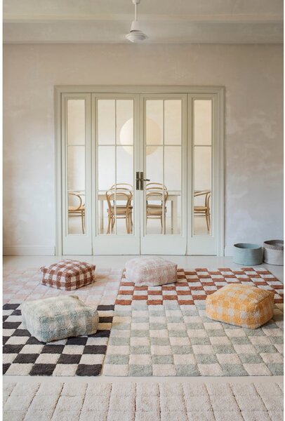 Světle růžovo-krémový pratelný ručně tkaný bavlněný koberec 120x160 cm Kitchen Tiles Rose – Lorena Canals