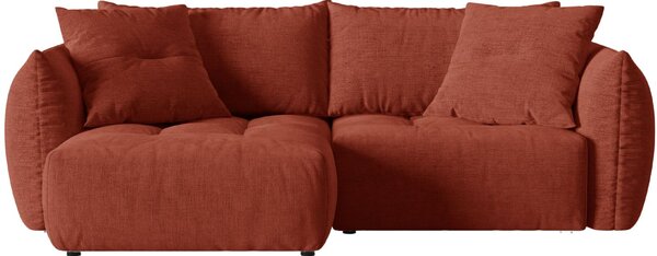 Micadoni Cihlově červená rozkládací pohovka Bloom 250 cm, levá