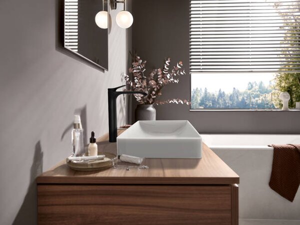 Hansgrohe Vivenis Páková umyvadlová baterie 250 pro umyvadlové mísy, s odtokovou soupravou s táhlem, matná černá 75040670